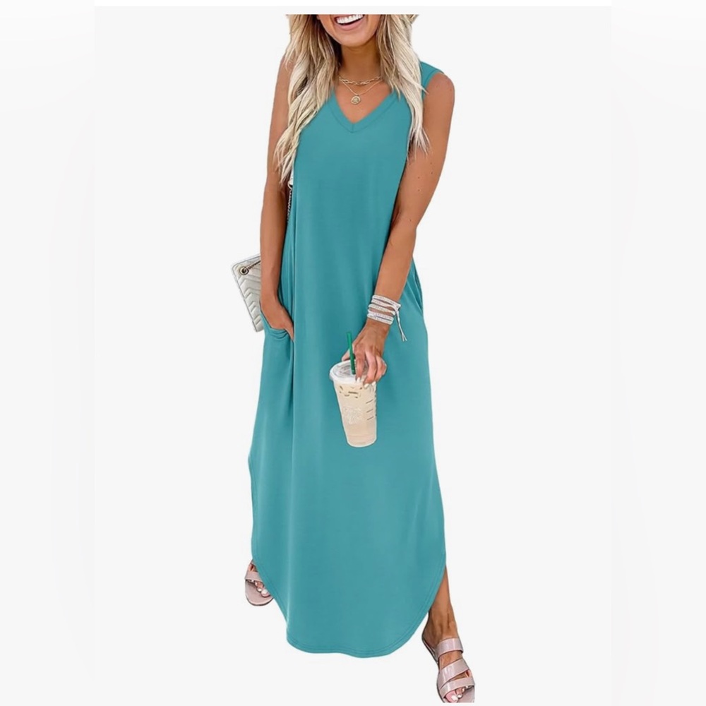 NWT Summer Dress Maxi Dress Vacation Beach Sundress with Pockets